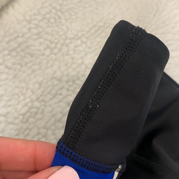 P.E Nation Touchback Black Blue Stripe Leggings - Picture 15 of 16